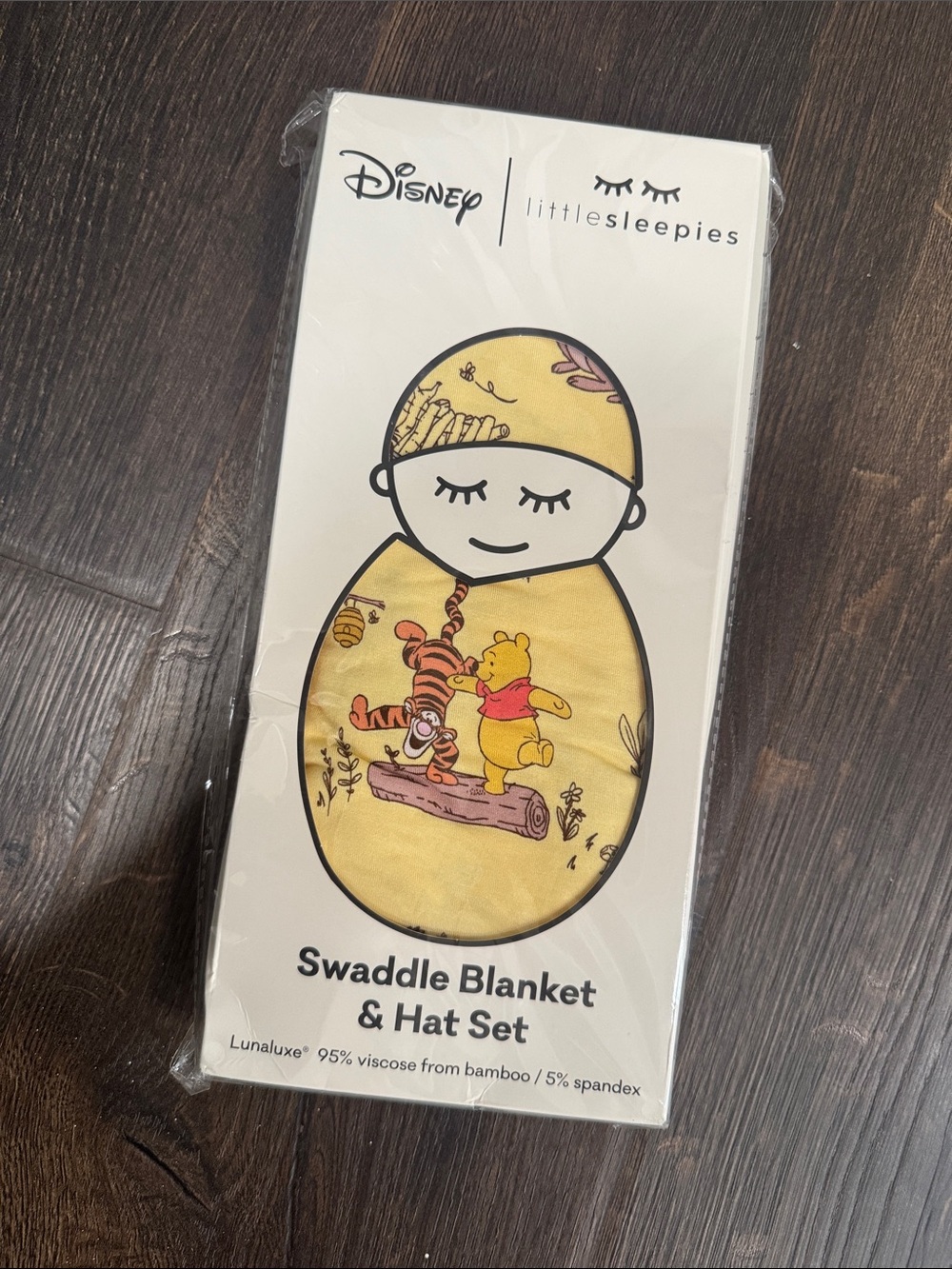 Little Sleepies Yellow Winnie the Pooh Swaddle Blanket and Hat Set